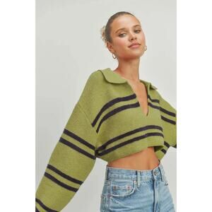 💚 Butter Melon Cropped Knit Sweater 💚